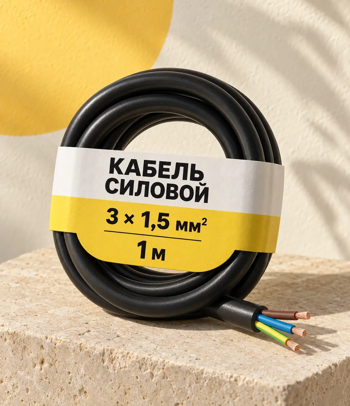 Кабель силовой 3 × 1,5 мм²