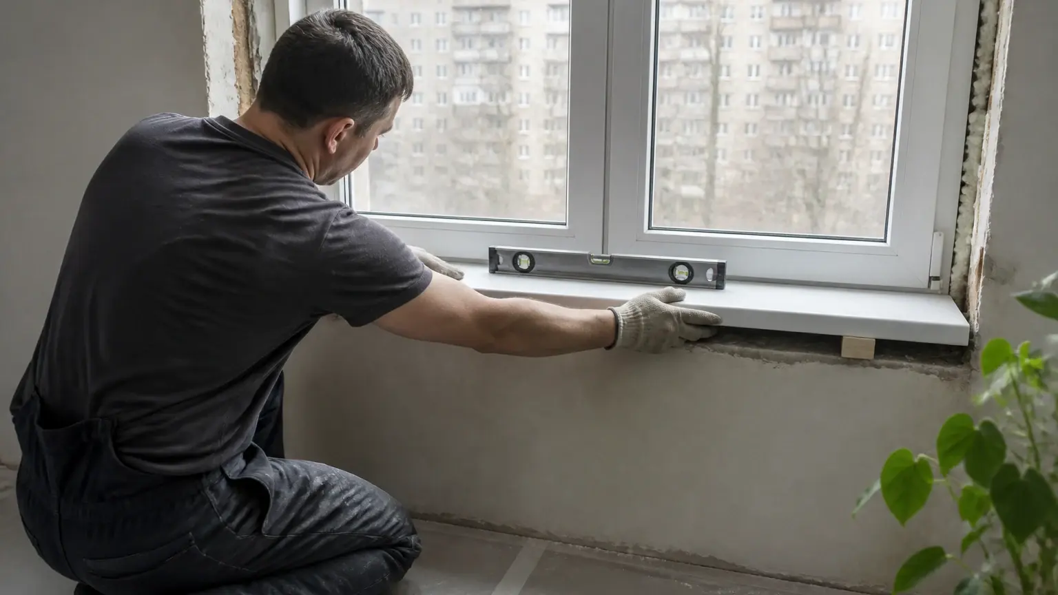 Установка подоконника: пример результата и условий выполнения работы