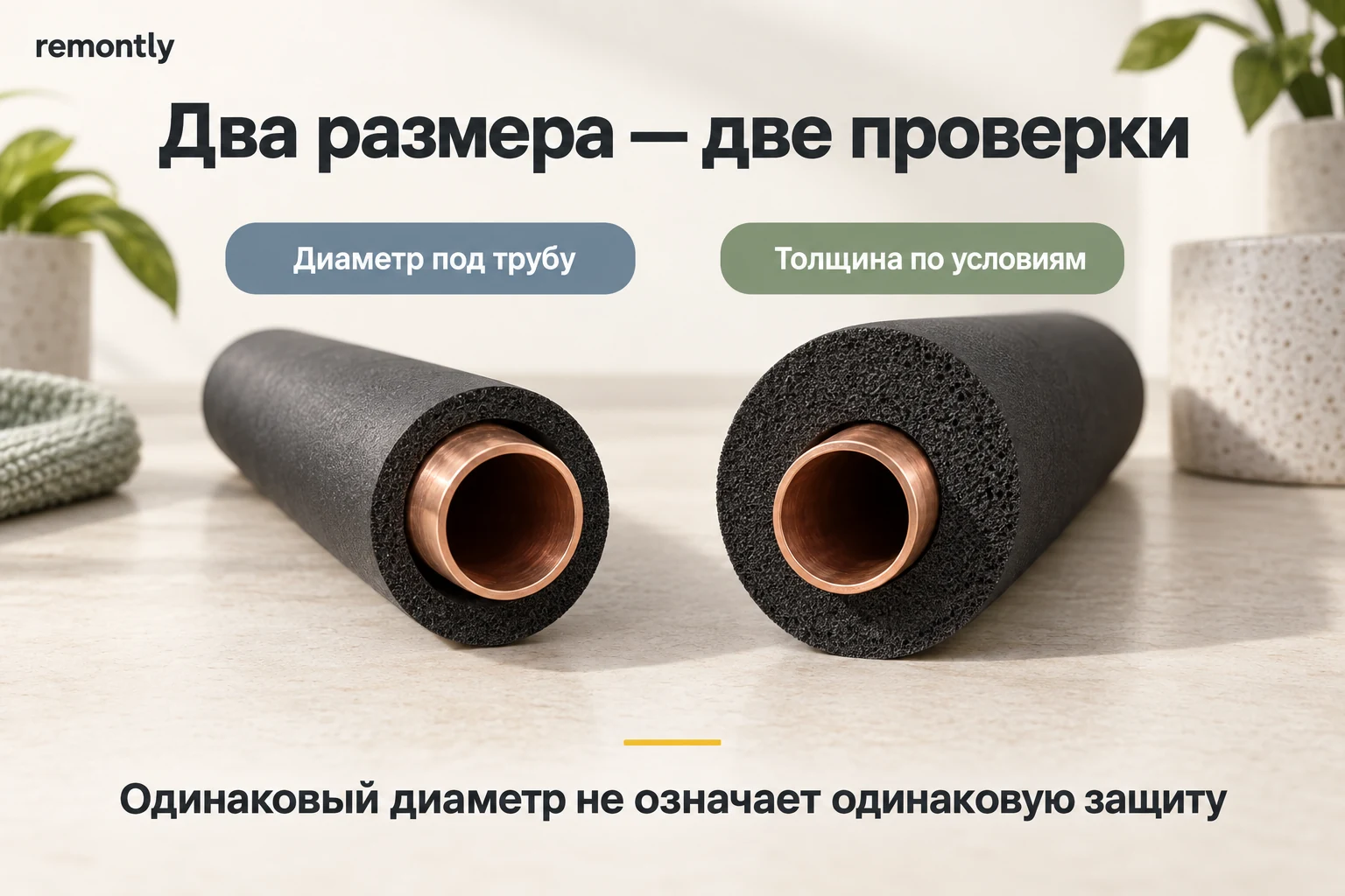 Медные трубы в чёрной изоляции: посадочный диаметр и толщина стенки проверяются отдельно