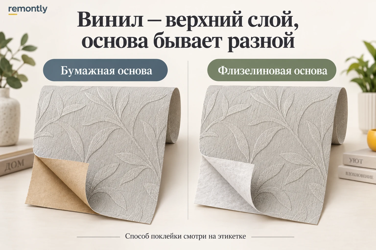 Виниловые обои с бумажной и флизелиновой основой: одинаковое покрытие не означает одинаковую поклейку.