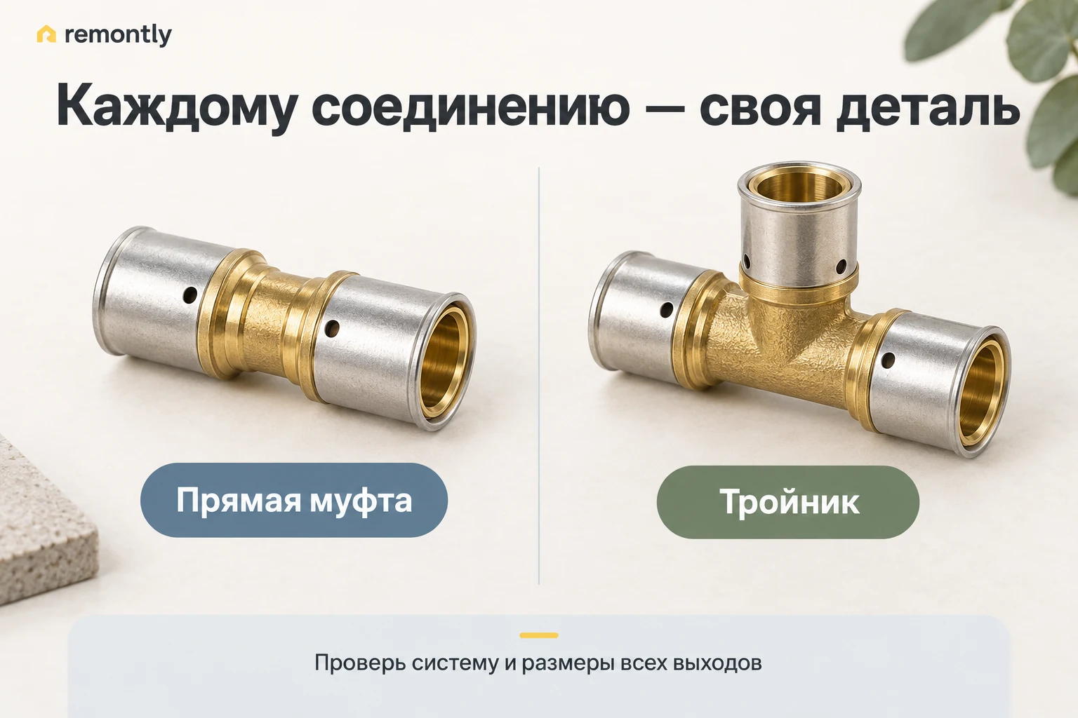 Прямая муфта с двумя выходами и тройник с тремя: разные формы фитингов водоснабжения.