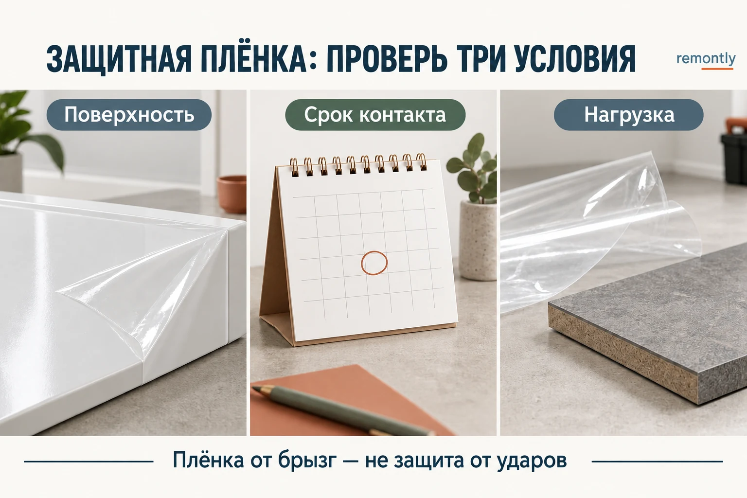 Три условия выбора защитной плёнки: поверхность, срок контакта и нагрузка
