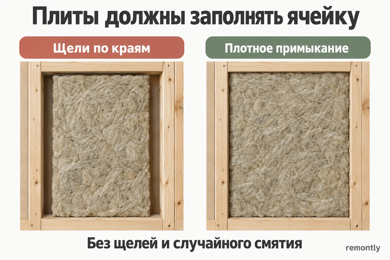 Сравнение минеральной плиты с зазорами по периметру и плиты с плотным примыканием к каркасу